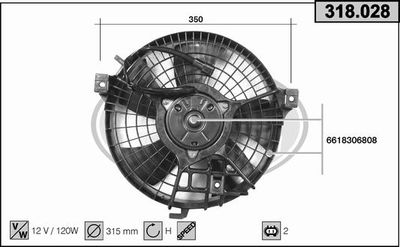 Вентилятор, охлаждение двигателя AHE 318.028 для MERCEDES-BENZ V-CLASS