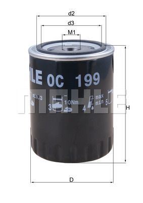 MAHLE OC 199 Масляный фильтр  для RENAULT EXPRESS (Рено Еxпресс)