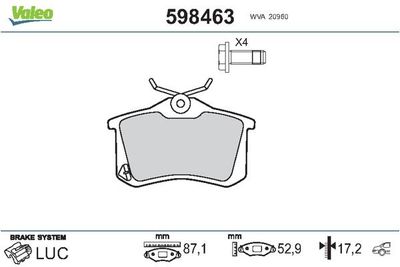 Klocki hamulcowe VALEO 598463 produkt