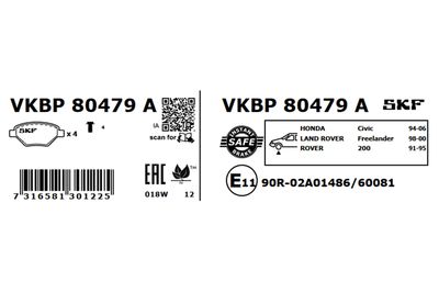 Brake Pad Set, disc brake VKBP 80479 A