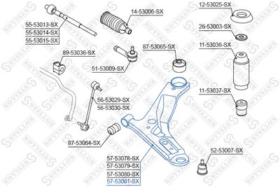 носач, окачване на колелата STELLOX 57-53081-SX