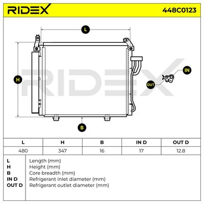 кондензатор, климатизация RIDEX 448C0123