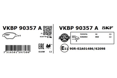 Brake Pad Set, disc brake VKBP 90357 A