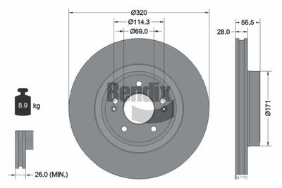 BENDIX Braking BDS2090HC Тормозные диски  для KIA STINGER (CK) 2.2 CRDi VGT 4WD