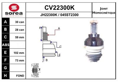EAI CV22300K ШРУС  для BMW 7 (E38) 730 i, iL