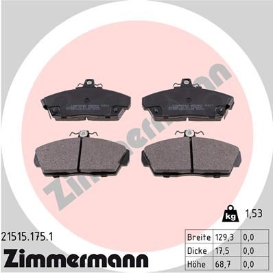ZIMMERMANN 21515.175.1 Тормозные колодки и сигнализаторы  для MG  (Мджи Мджи)