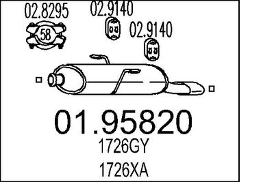 MTS 01.95820 Глушитель выхлопных газов  для PEUGEOT 206 Наклонная задняя часть (2A/C) 1.6 16V