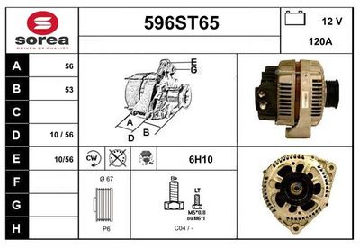 STARTCAR 596ST65 Генератор для CITROËN JUMPY Фургон (BS_, BT_, BY_, BZ_) 1.9 TD STARTCAR 596ST65 Генератор для CITROËN JUMPY Фургон (BS_, BT_, BY_, BZ_) 1.9 TD