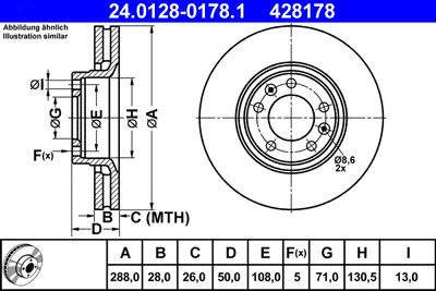 Тормозной диск ATE 24.0128-0178.1 для CITROËN XM