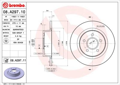 Bromsskiva BREMBO 08.A297.11