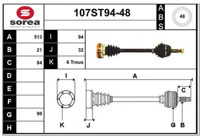 STARTCAR 107ST94-48 Сальник полуоси  для RENAULT CLIO I (B/C57_, 5/357_) 1.4 (B/C57T, B/C57Y)