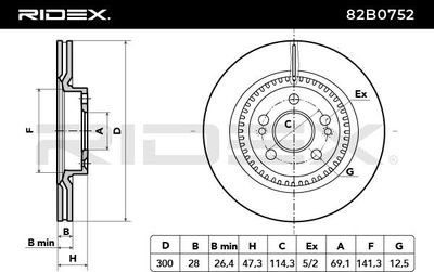спирачен диск RIDEX 82B0752