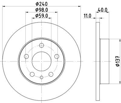 Тормозной диск HELLA 8DD 355 105-511 для ALFA ROMEO SPIDER
