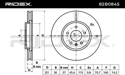 спирачен диск RIDEX 82B0845