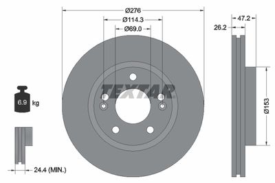 Тормозной диск TEXTAR 92131000 для HYUNDAI GALLOPER