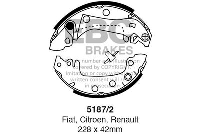 Комплект тормозных колодок EBC Brakes 5187/2 для RENAULT 25