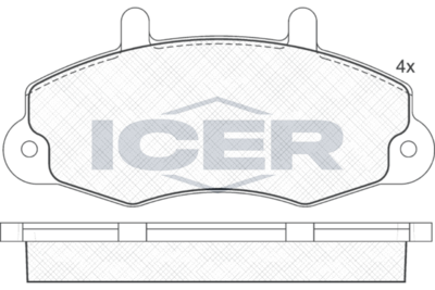 комплект спирачно феродо, дискови спирачки ICER 140896