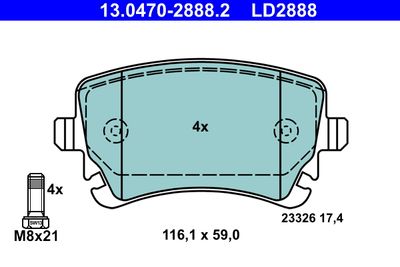 Комплект тормозных колодок, дисковый тормоз 13.0470-2888.2