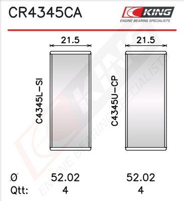 Черупка на биелен лагер KING CR4345CA0.25