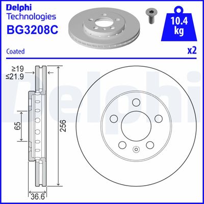 Tarcza hamulcowa DELPHI BG3208C
