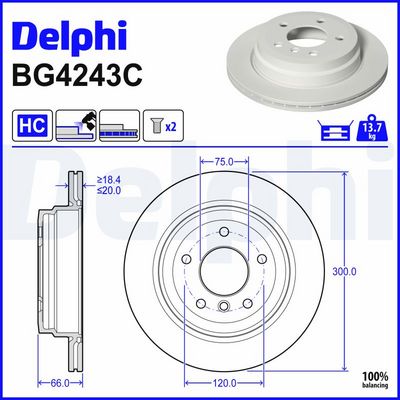 спирачен диск DELPHI BG4243C