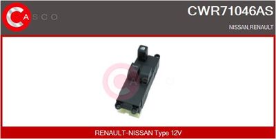 Выключатель, стеклолодъемник CASCO CWR71046AS для NISSAN PRIMERA