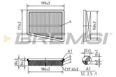 Воздушный фильтр BREMSI FA1027 для FORD FUSION