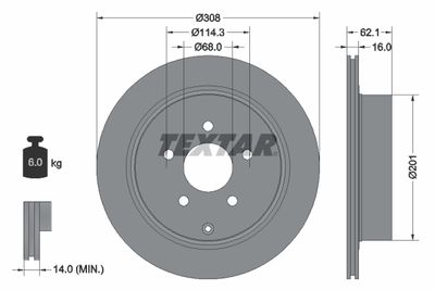 Тормозной диск TEXTAR 92149303 для INFINITI Q50