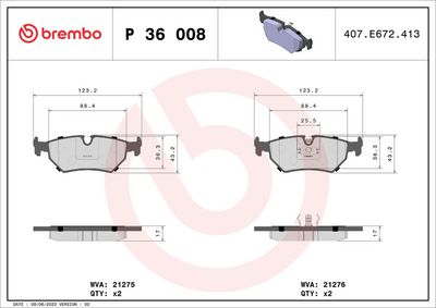 Brake Pad Set, disc brake P 36 008