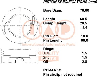 Поршень IAP QUALITY PARTS 101-03040 для DAIHATSU HIJET