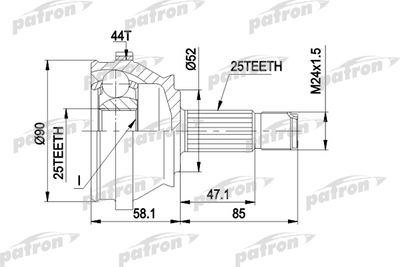 Шарнирный комплект, приводной вал PATRON PCV1110 для LANCIA DELTA