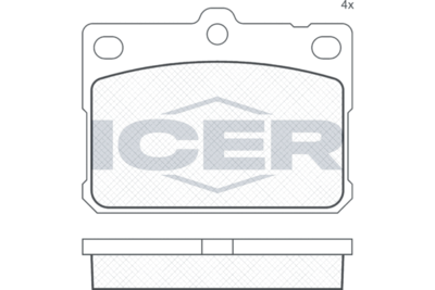 Комплект тормозных колодок, дисковый тормоз ICER 180164 для MAZDA 818