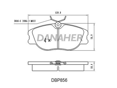 Комплект тормозных колодок, дисковый тормоз DANAHER DBP856 для FIAT TIPO