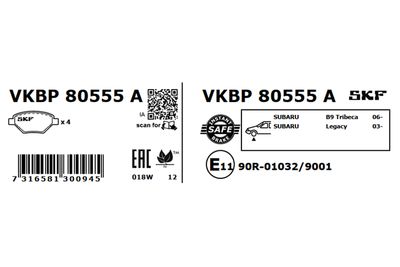 Brake Pad Set, disc brake VKBP 80555 A