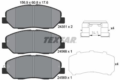 Комплект тормозных колодок, дисковый тормоз TEXTAR 2435101 для SSANGYONG KORANDO