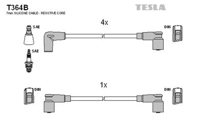 Комплект проводов зажигания TESLA T364B для ROVER MONTEGO