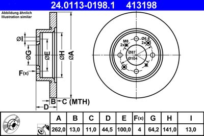 Тормозной диск ATE 24.0113-0198.1 для ROVER 25