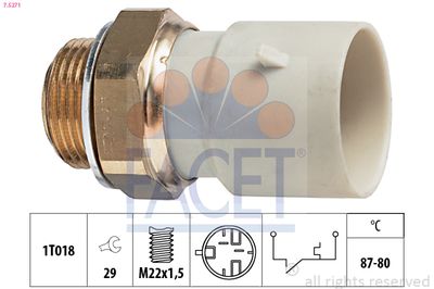 FACET Temperatuurschakelaar, radiateurventilator Made in Italy - OE Equivalent (7.5271)