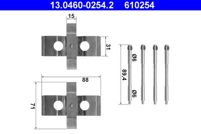 Комплектующие, колодки дискового тормоза ATE 13.0460-0254.2 для ALFA ROMEO 156