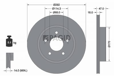 Tarcza hamulcowa PAGID 55781NC