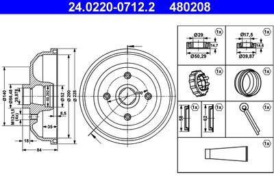 Тормозной барабан ATE 24.0220-0712.2 для OPEL CORSA