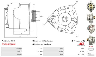 GENERATOR / ALTERNATOR AS-PL A9063 4