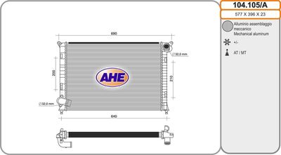 AHE 104.105/A Радиатор охлаждения двигателя для MINI
