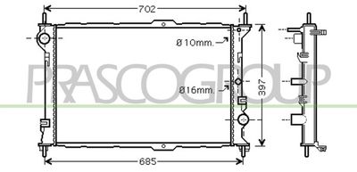 PRASCO FD930R004 Радиатор охлаждения двигателя для FORD TOURNEO