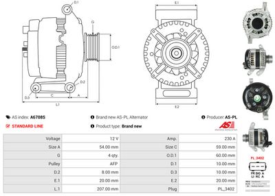 GENERATOR / ALTERNATOR AS-PL A6708S 4