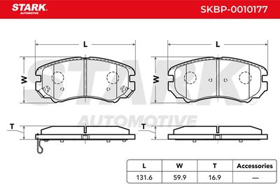 комплект спирачно феродо, дискови спирачки STARK SKBP-0010177