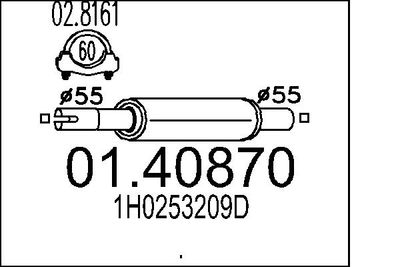 MTS 01.40870 Глушитель выхлопных газов  для VW GOLF III (1H1) 2.8 VR6