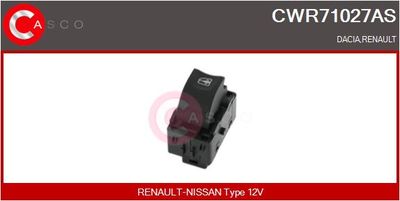 Выключатель, стеклолодъемник CASCO CWR71027AS для RENAULT FLUENCE