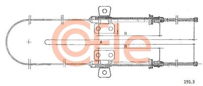 Тросик, cтояночный тормоз COFLE 92.191.3 для FIAT 132
