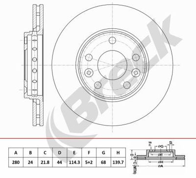 спирачен диск BRECK BR 453 VA100